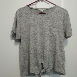 J. Crew Heathered Gray Tie-Front Tee